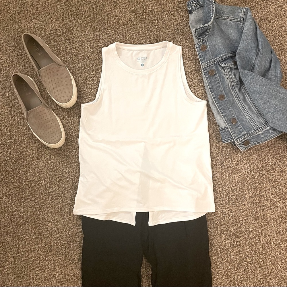 White Carve Designs Sleeveless Open Back Tank Top